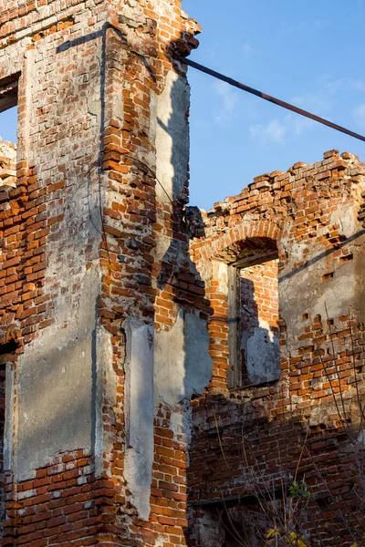 Frammento Con Rovine Una Vecchia Casa Mattoni Casa Principale Della — Foto Stock