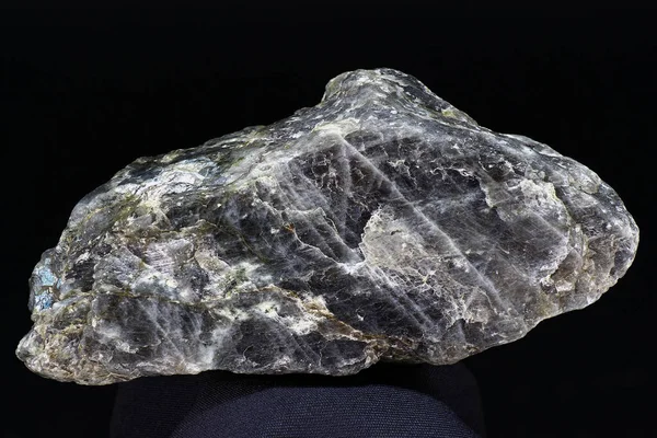 Plagioclasa Feldespato Espécimen Roca Bruto Sobre Fondo Oscuro Cerca Rusia — Foto de Stock