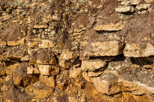 Wychodz Skał Geologicznych Skałą Jest Glina Wapień Zwieńczone Złożami Czwartorzędowymi — Zdjęcie stockowe
