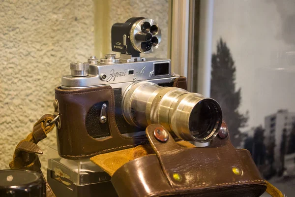 Old Soviet Rangefinder Small Format Camera Zorky Russia April 2021 — Stock Photo, Image