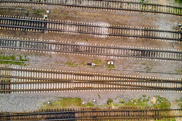 Vías Férreas Vista Los Carriles Desde Arriba Desde Una Altura — Foto de Stock