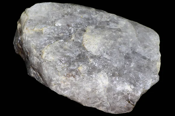 Éclat Quartz Glacé Veine Brute Sur Fond Noir Gros Plan — Photo