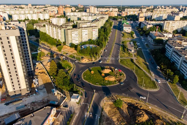 Obninsk Stadsgator Antenn Utsikt Över Staden Obninsk Ryssland Juli 2021 Royaltyfria Stockfoton
