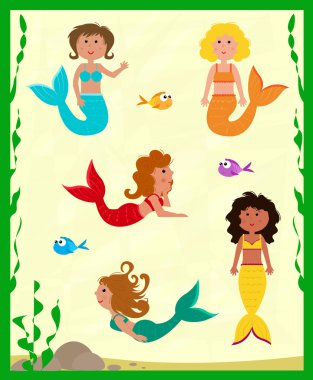 Sevimli deniz kızları ayarla