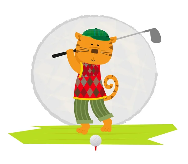 Cat Playing Golf — Stock Vector