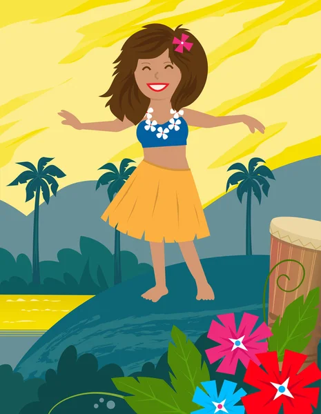 Mignonne hula fille — Image vectorielle