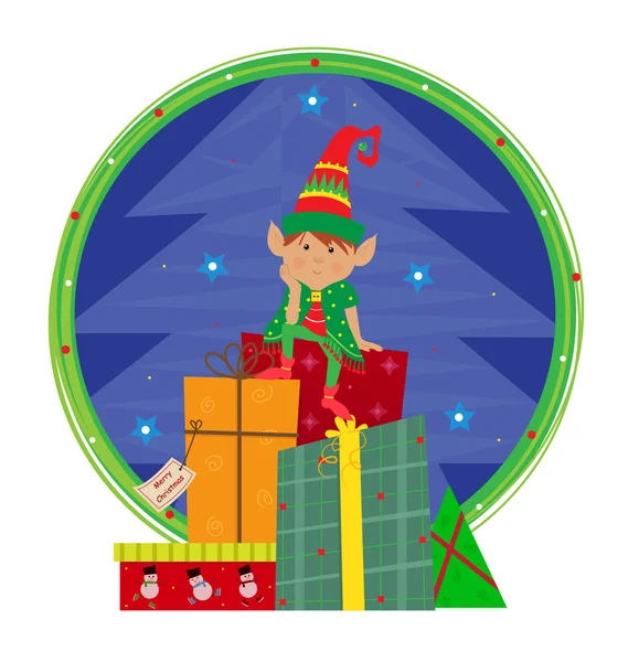 Elf With Background — Stock Vector