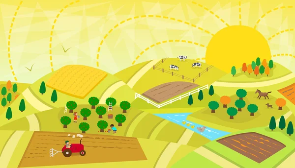 Rural Landscape Vector Graphics