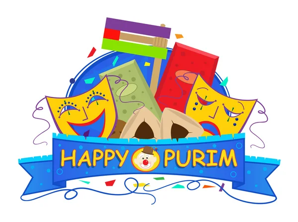 Mask Purim Banner — Stock Vector