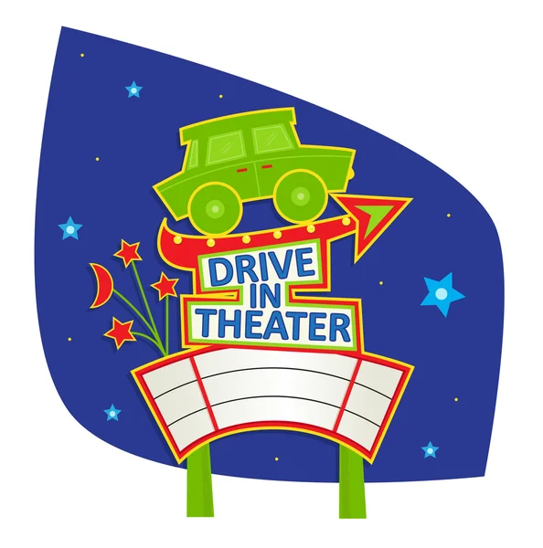 Drive In Theater segno — Vettoriale Stock