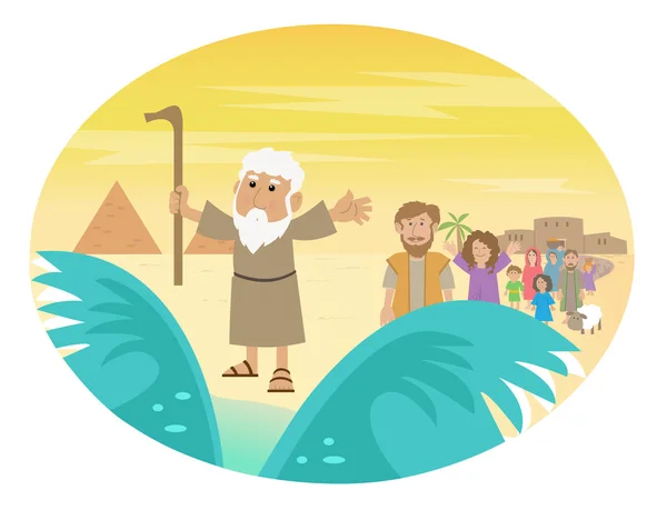 Moses Splitting The Sea — Stock Vector