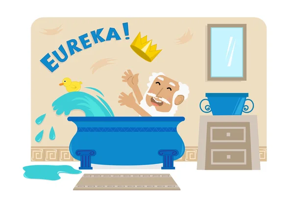 Arquímedes en bañera — Vector de stock