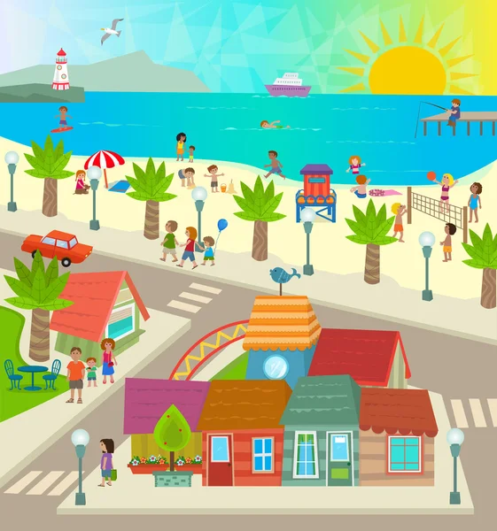 Beach Town — Stock Vector