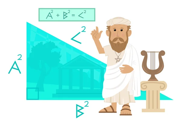 Pythagoras dan formulanya - Stok Vektor