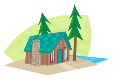 Göl yakınındaki küçük kabin