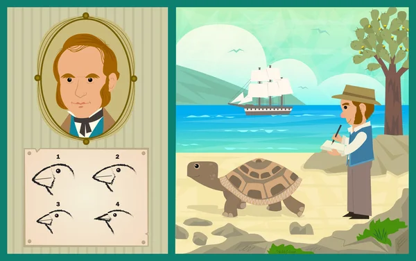 Darwin Aventura en las Islas Galápagos — Vector de stock