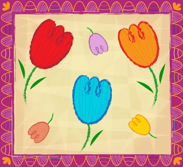 Carte de voeux tulipes décoratives — Image vectorielle
