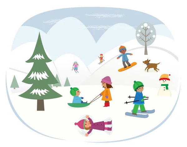 Jouer dans la neige — Image vectorielle