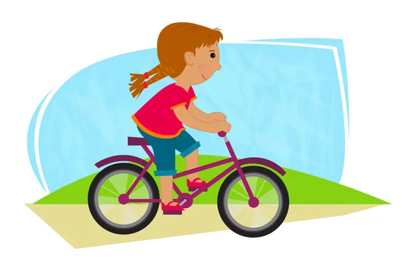 Girl Riding Bike — Stock Vector
