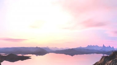 Dağların üzerinden pembe günbatımı