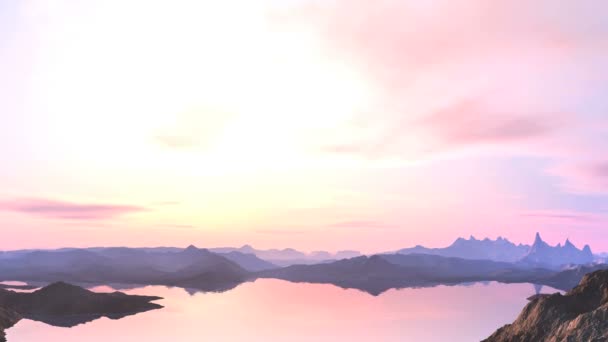 Puesta de sol rosa sobre las montañas — Vídeo de stock