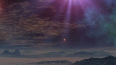 UFO bir ışık huzmesi uçar