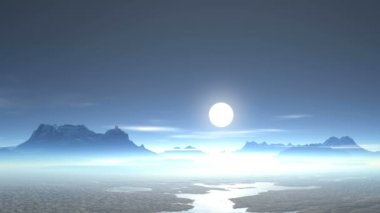 Puslu bir vadi üzerinden günbatımı