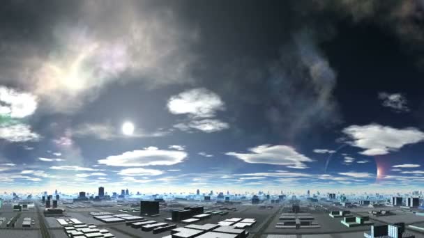 Pôr do sol na cidade de alienígenas — Vídeo de Stock