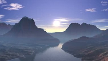 Sunrise dağ Gölü üzerinde