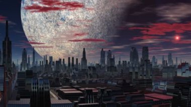 Muhteşem şehir, büyük bir gezegen ve Ufo