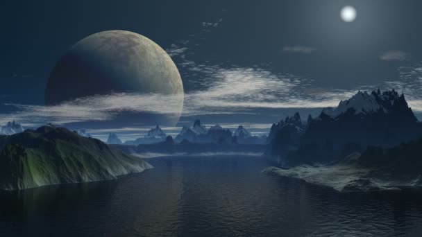 Une énorme lune dans le ciel planète fantastique 