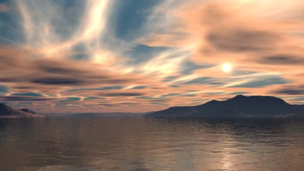 Красочный закат над озером — стоковое видео