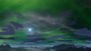 Çöl üzerinde gökyüzünde elektrikli ışıklar