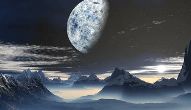 Gezegen ve gündoğumu uzaylı Dağların üzerinden