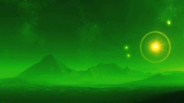 Uzaylı bir gezegende gerçeküstü gündoğumu