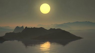 Dağ Gölü üzerinde renkli günbatımı