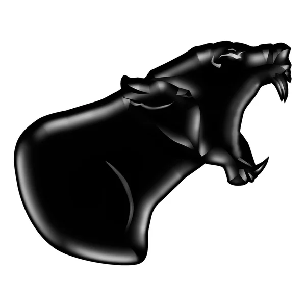 Charczący czarna Pantera z ogromne kły — Zdjęcie stockowe