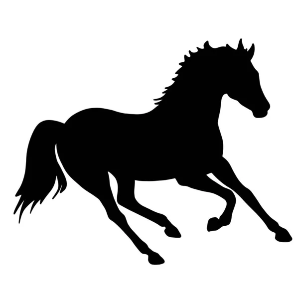 一长串马的轮廓 野马种马的黑色矢量图解 — 图库照片