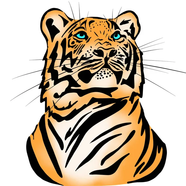 Illustration Tiger Wild Cat Huge Claws Fangs Bloodthirsty Predator Hunting — Stock Photo, Image