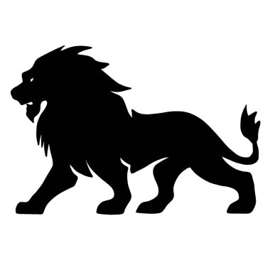 siyah ve beyaz bir aslan silueti