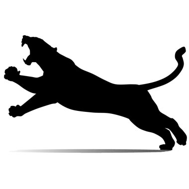 Black monster panther is roaring and jumping clipart