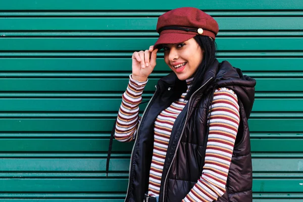 young moroccan girl with short hair with fall outfit - fall concept