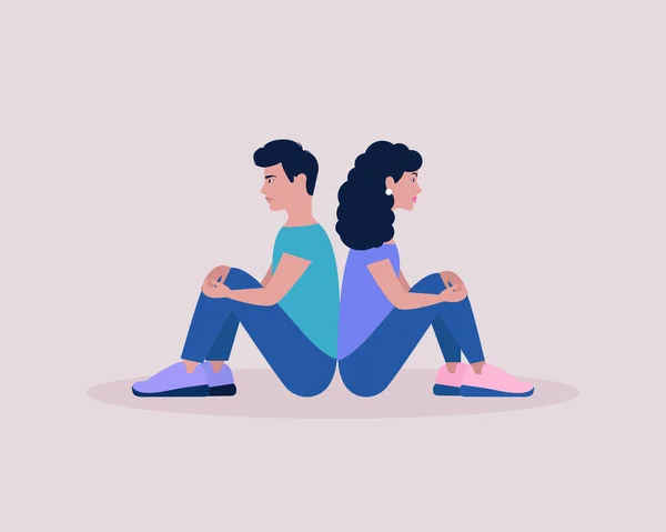 People Sitting Back Back Vector Illustration Flat Style — Stock Vector