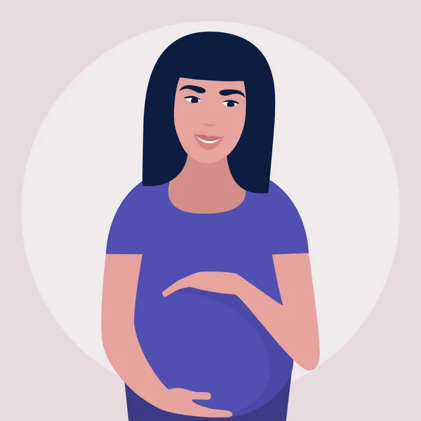 Ilustración Mujer Embarazada Ilustración Vector Plano Colorido — Vector de stock