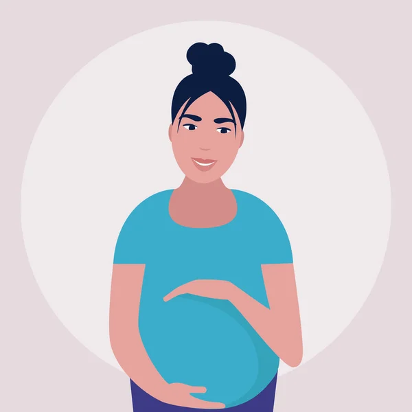 Illustration Femme Enceinte Illustration Vectorielle Plate Colorée — Image vectorielle