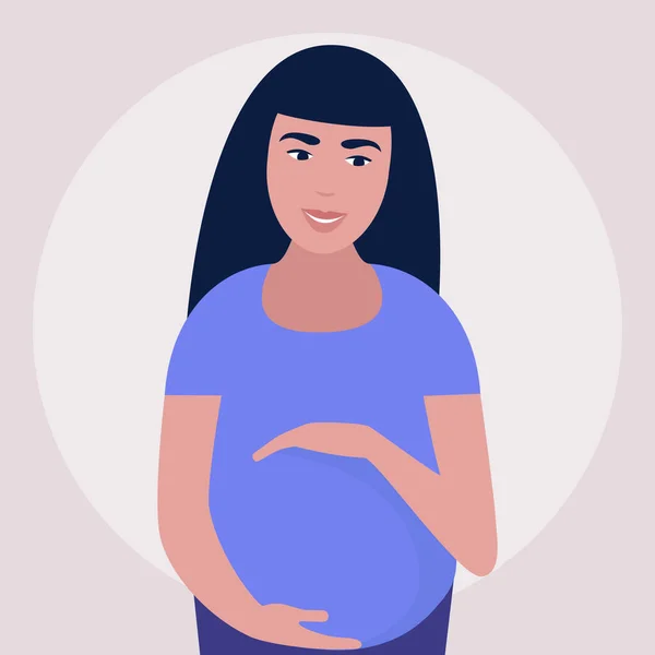 Illustration Femme Enceinte Illustration Vectorielle Plate Colorée — Image vectorielle