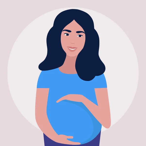 Illustration Femme Enceinte Illustration Vectorielle Plate Colorée — Image vectorielle