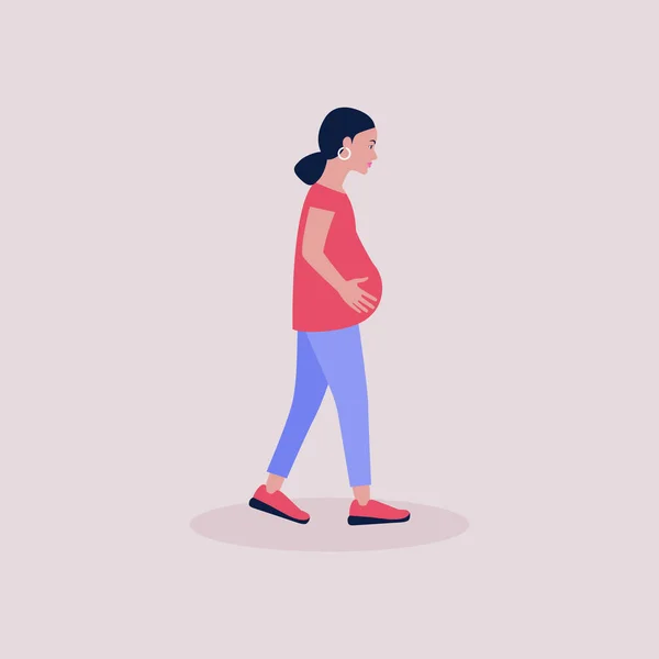 Illustration Femme Enceinte Illustration Vectorielle Plate Colorée — Image vectorielle