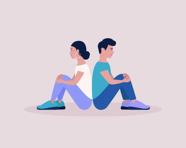 People Sitting Back Back Vector Illustration Flat Style — Stock Vector