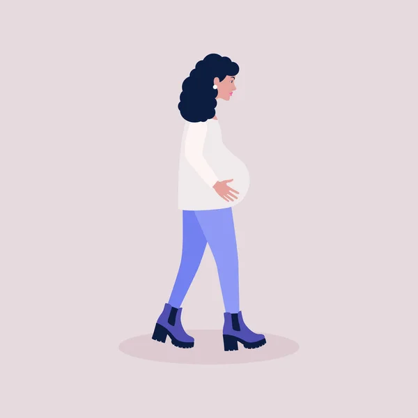 Illustration Femme Enceinte Illustration Vectorielle Plate Colorée — Image vectorielle